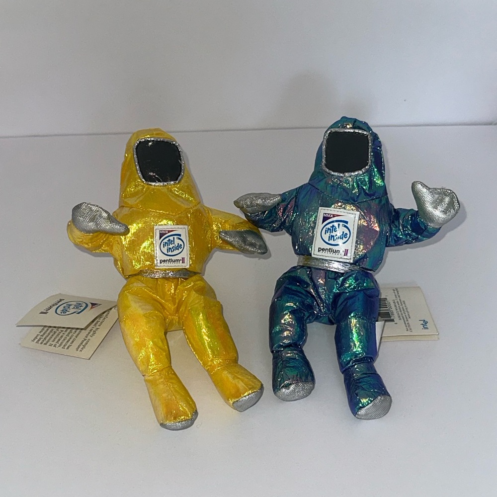 Yellow and Blue Intel BunnyPeople Toys PAIR